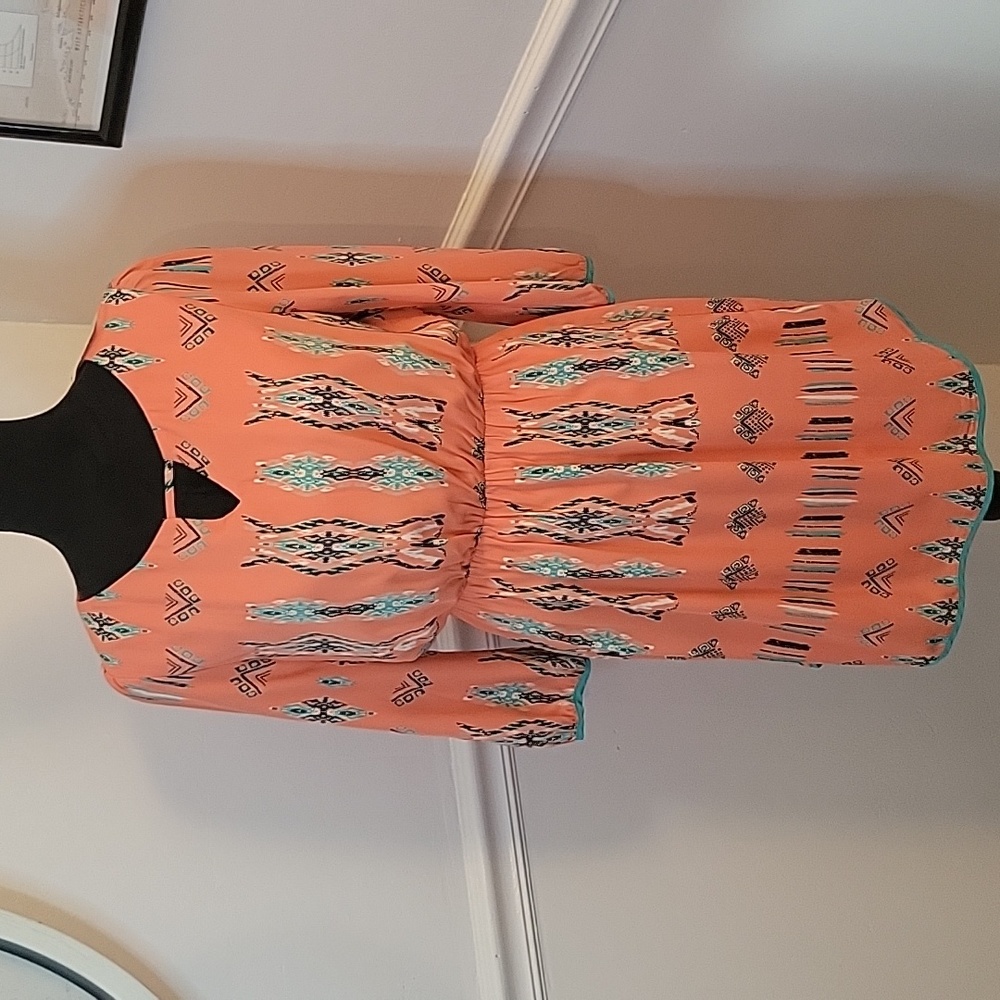 Pink Owl Boutique Printed Dress Pink/Orange Womens Size Medium NWT - Picture 2 of 6